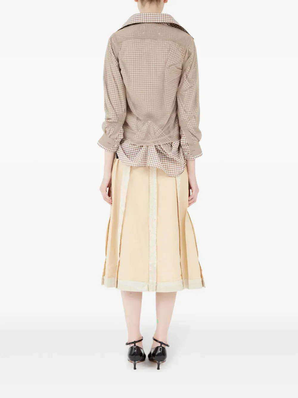 MAISON MARGIELA - Women Checkered Mesh Layered Blouse