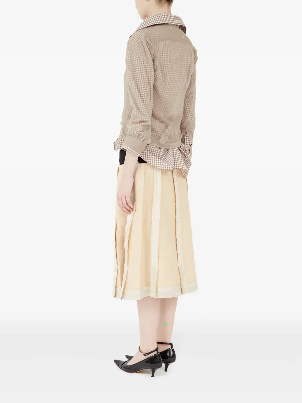 MAISON MARGIELA - Women Checkered Mesh Layered Blouse