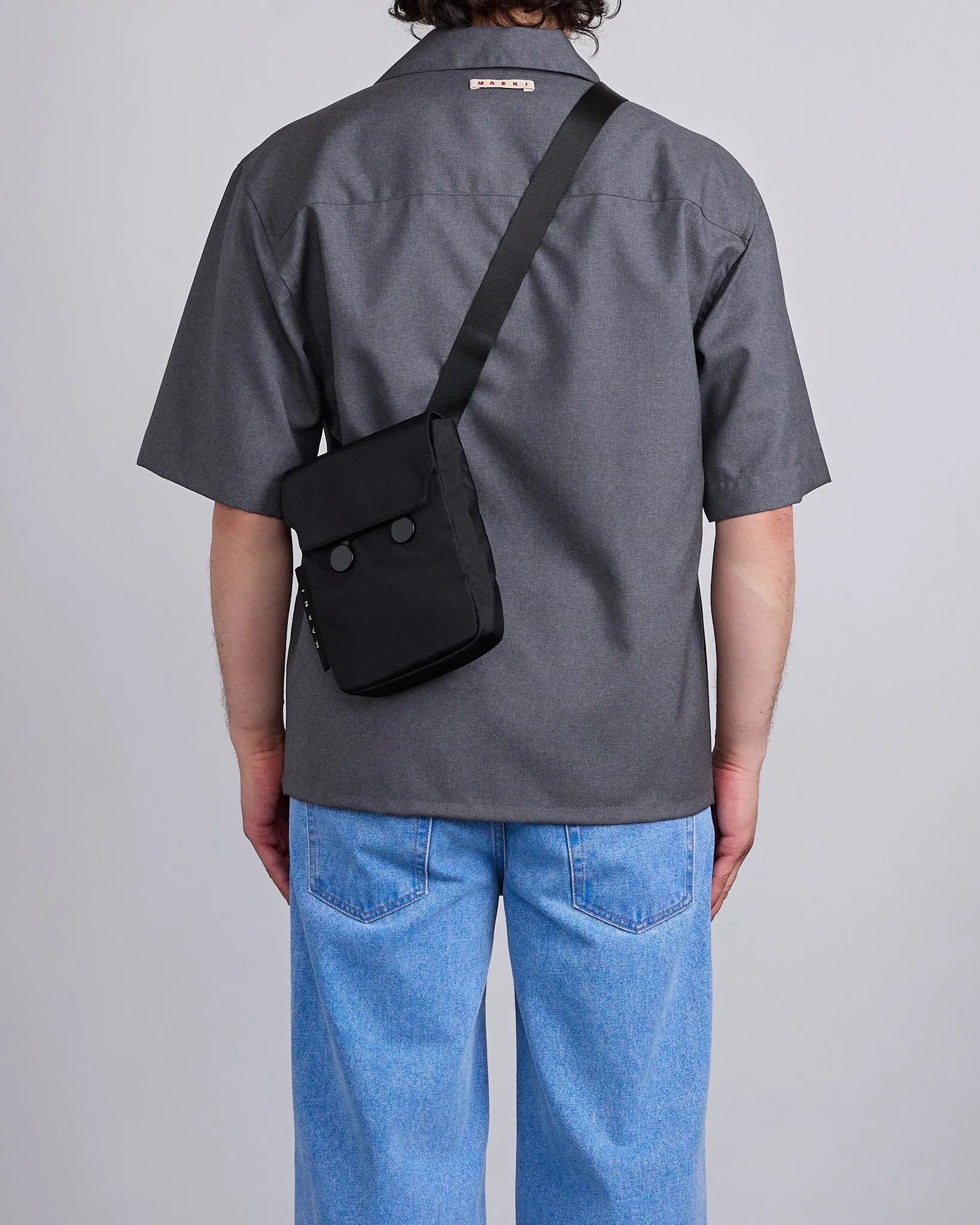 Marni Cityscape Tecno Cordura Crossbody Iphone Bag Black