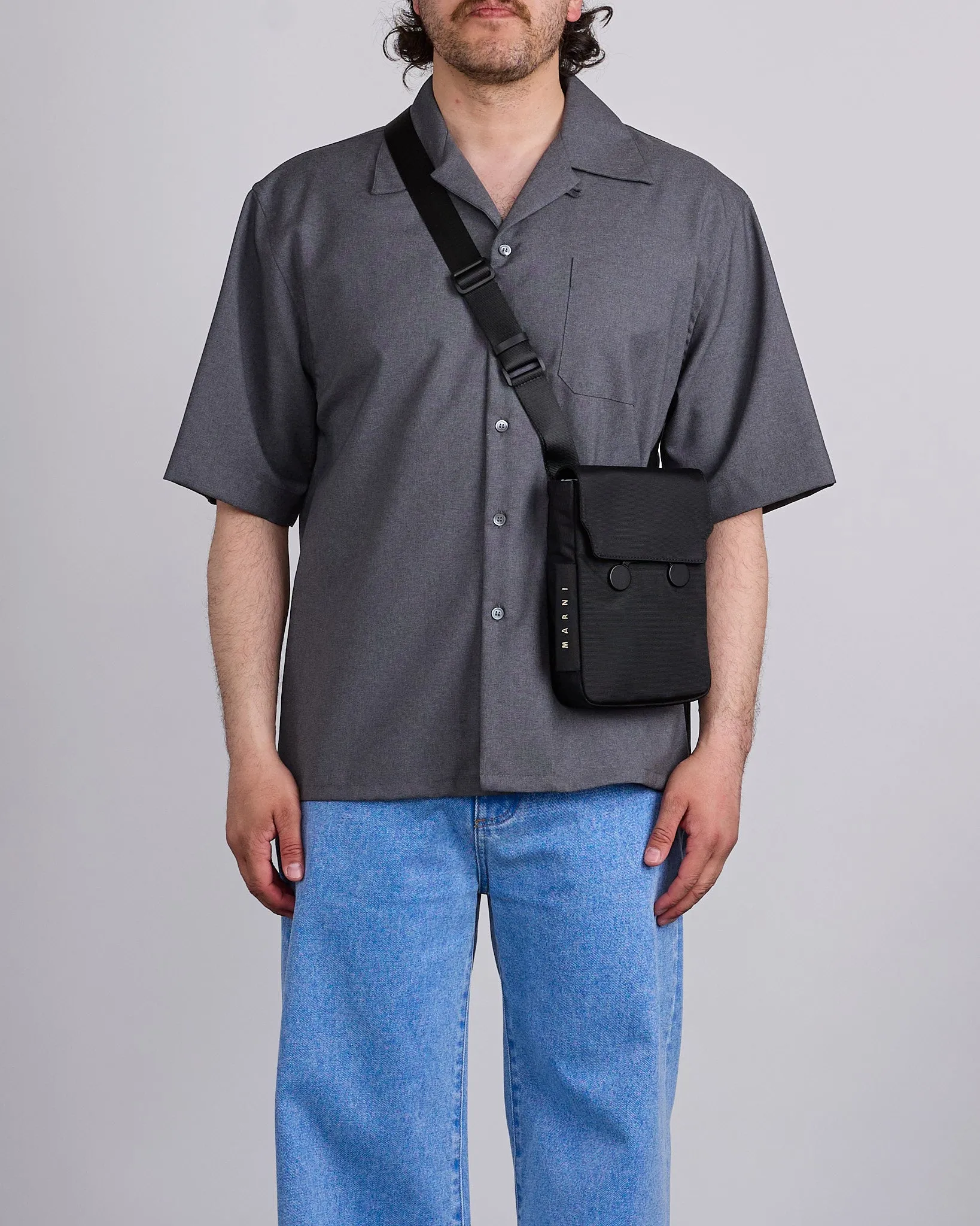 Marni Cityscape Tecno Cordura Crossbody Iphone Bag Black