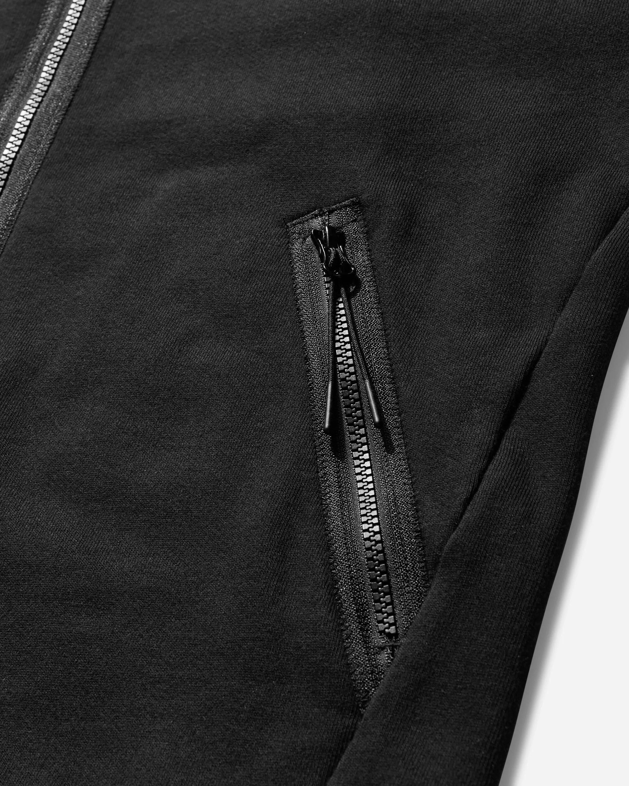 Men's Diagonal Raised Fleece Goggle Zipped Hoodie Black