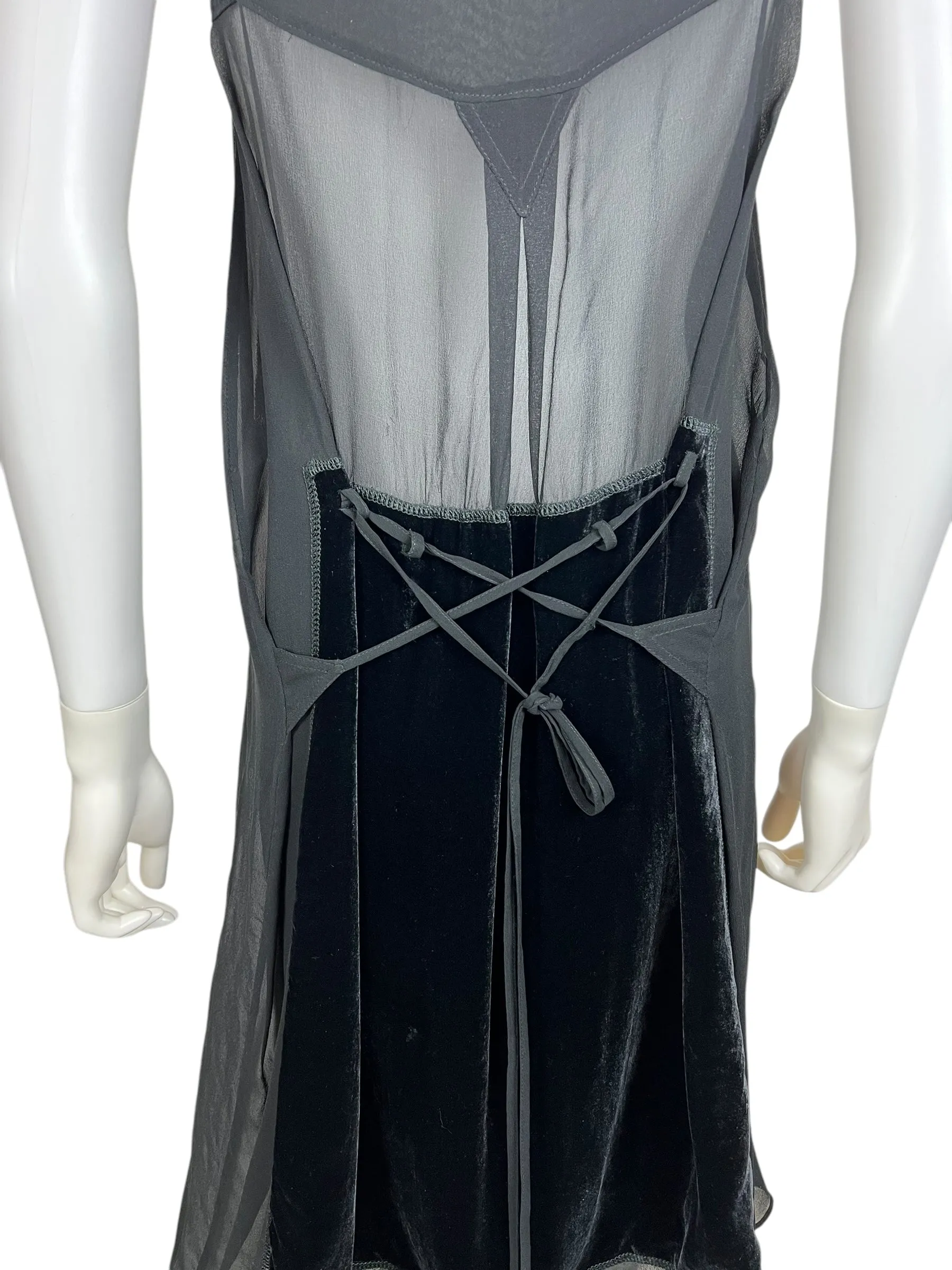 Miu Miu 1990s velvet sheer slip dress
