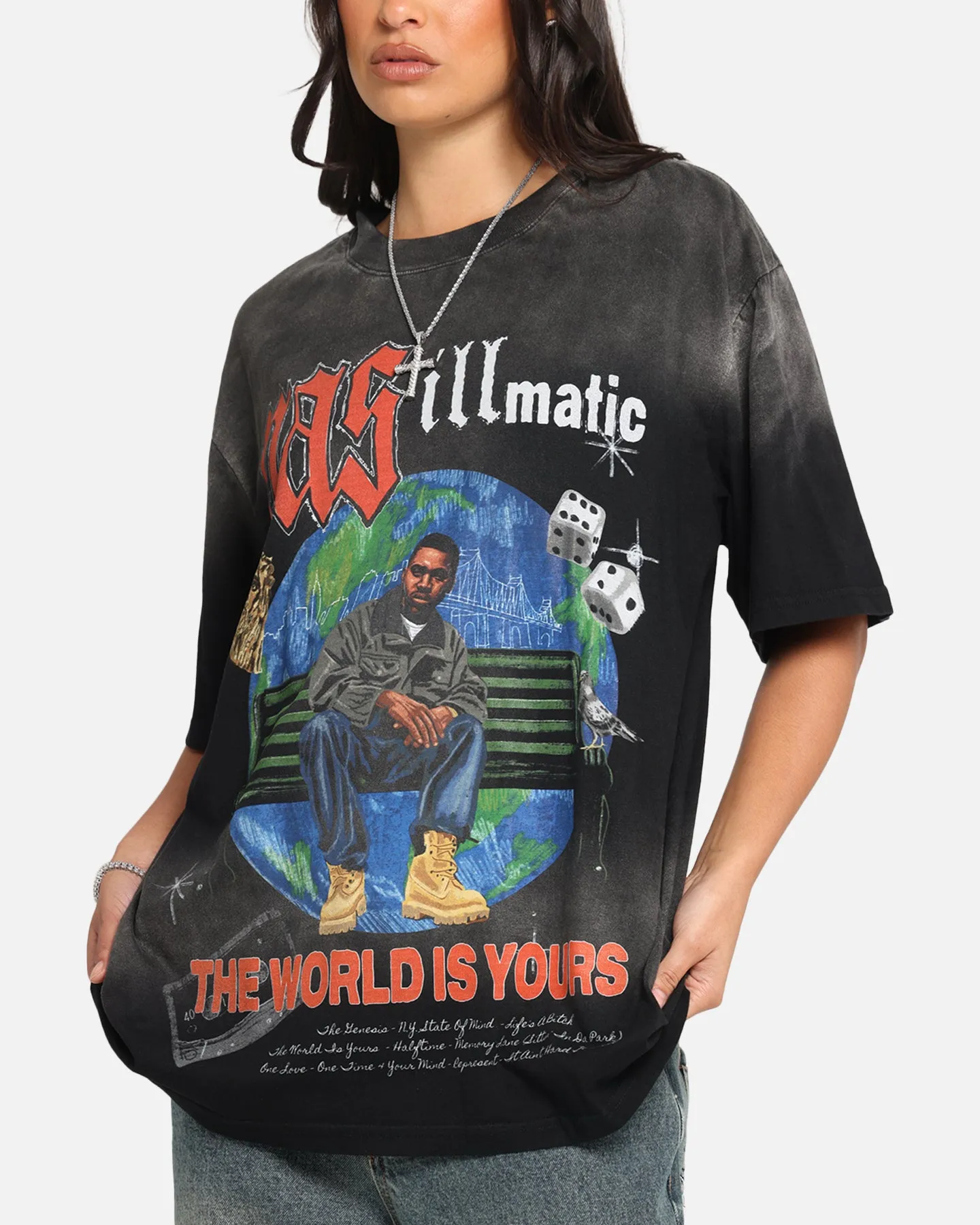 Nas The World Is Yours T-Shirt Washed Black