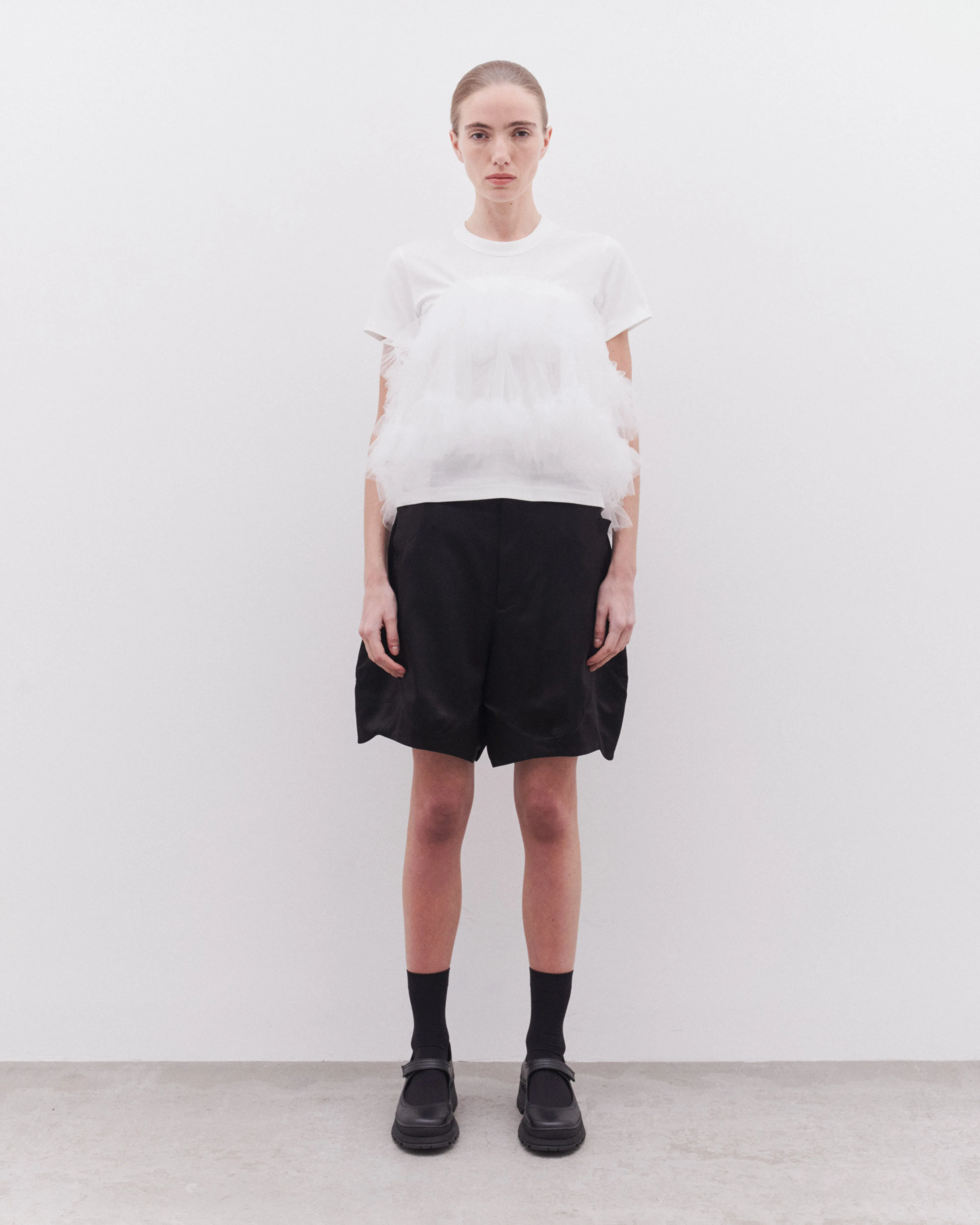 Noir Kei Ninomiya - Women's Layered Nylon Tulle Skirt T-Shirt - (White)