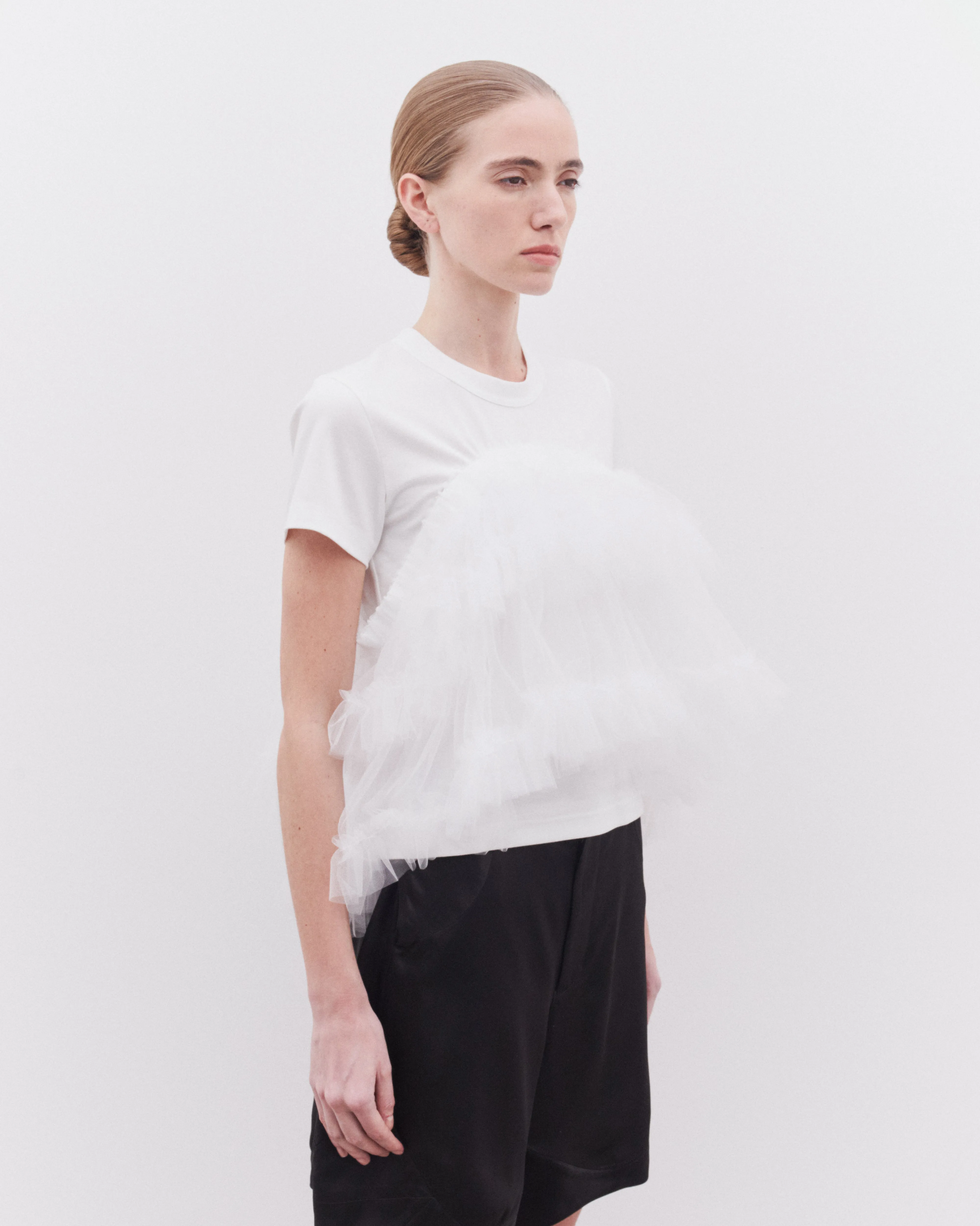 Noir Kei Ninomiya - Women's Layered Nylon Tulle Skirt T-Shirt - (White)