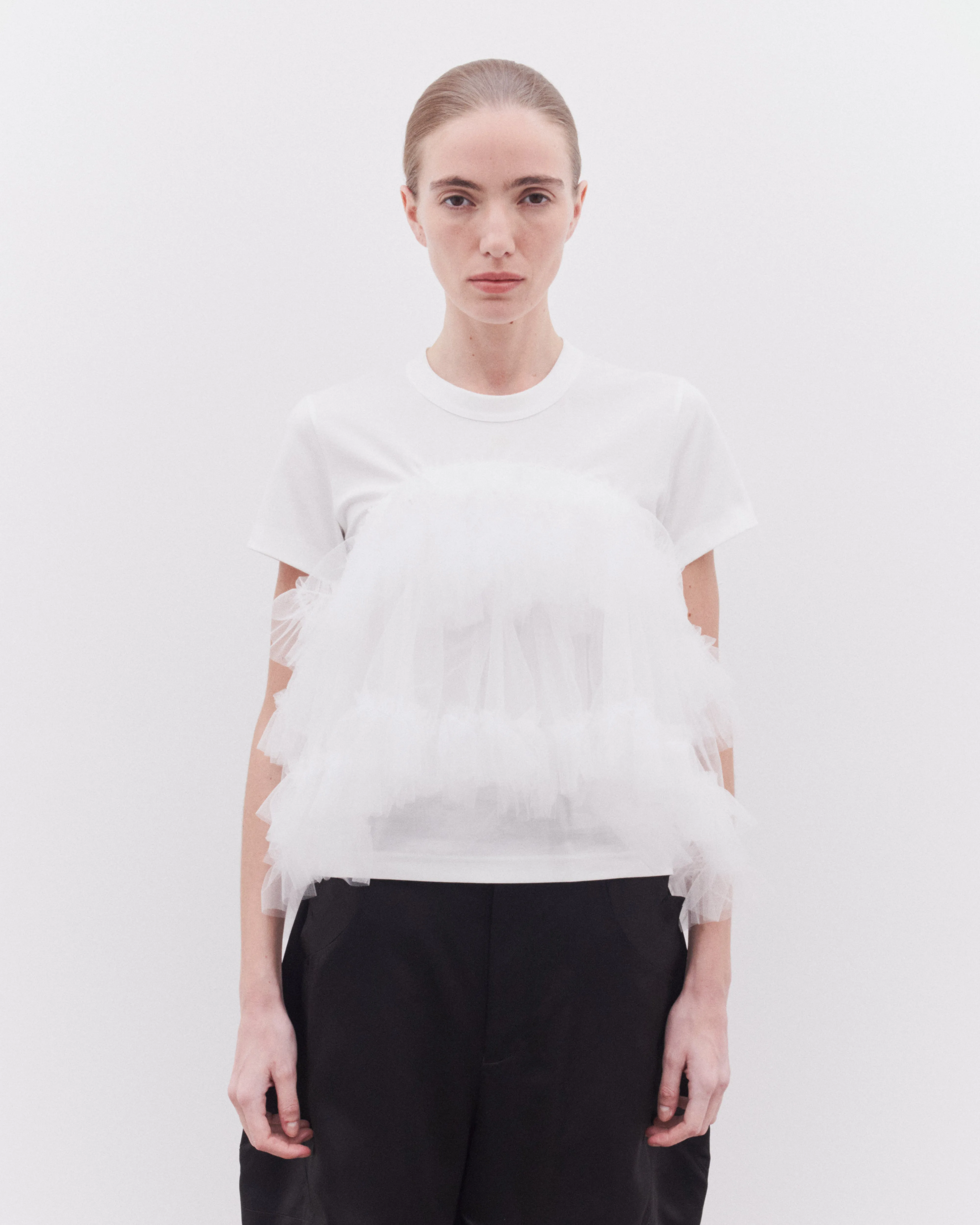 Noir Kei Ninomiya - Women's Layered Nylon Tulle Skirt T-Shirt - (White)