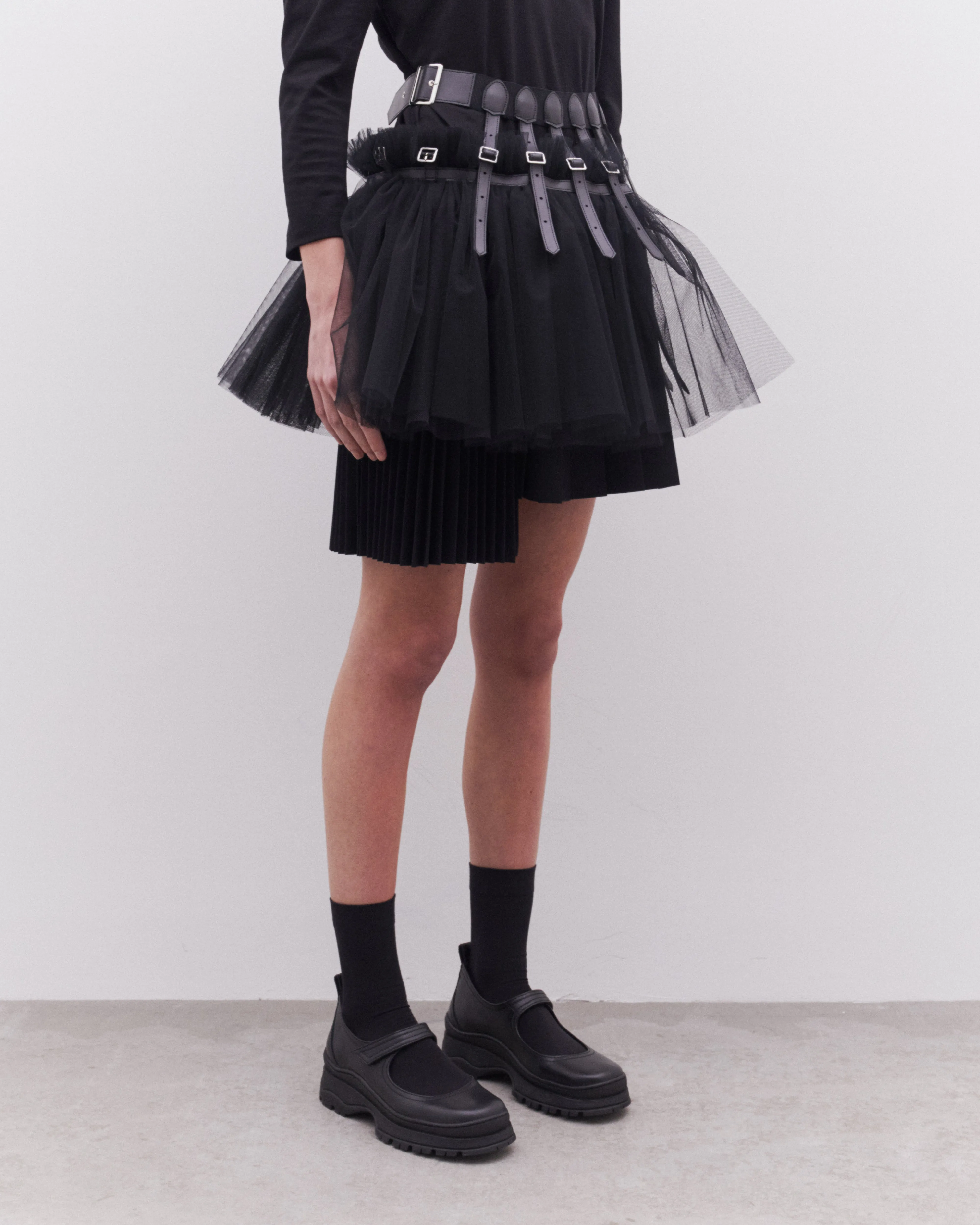 Noir Kei Ninomiya - Women's Layered Pleated Tulle Skirt - (Black)