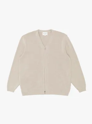 Paper Mixed Zip Up Cardigan Oatmeal