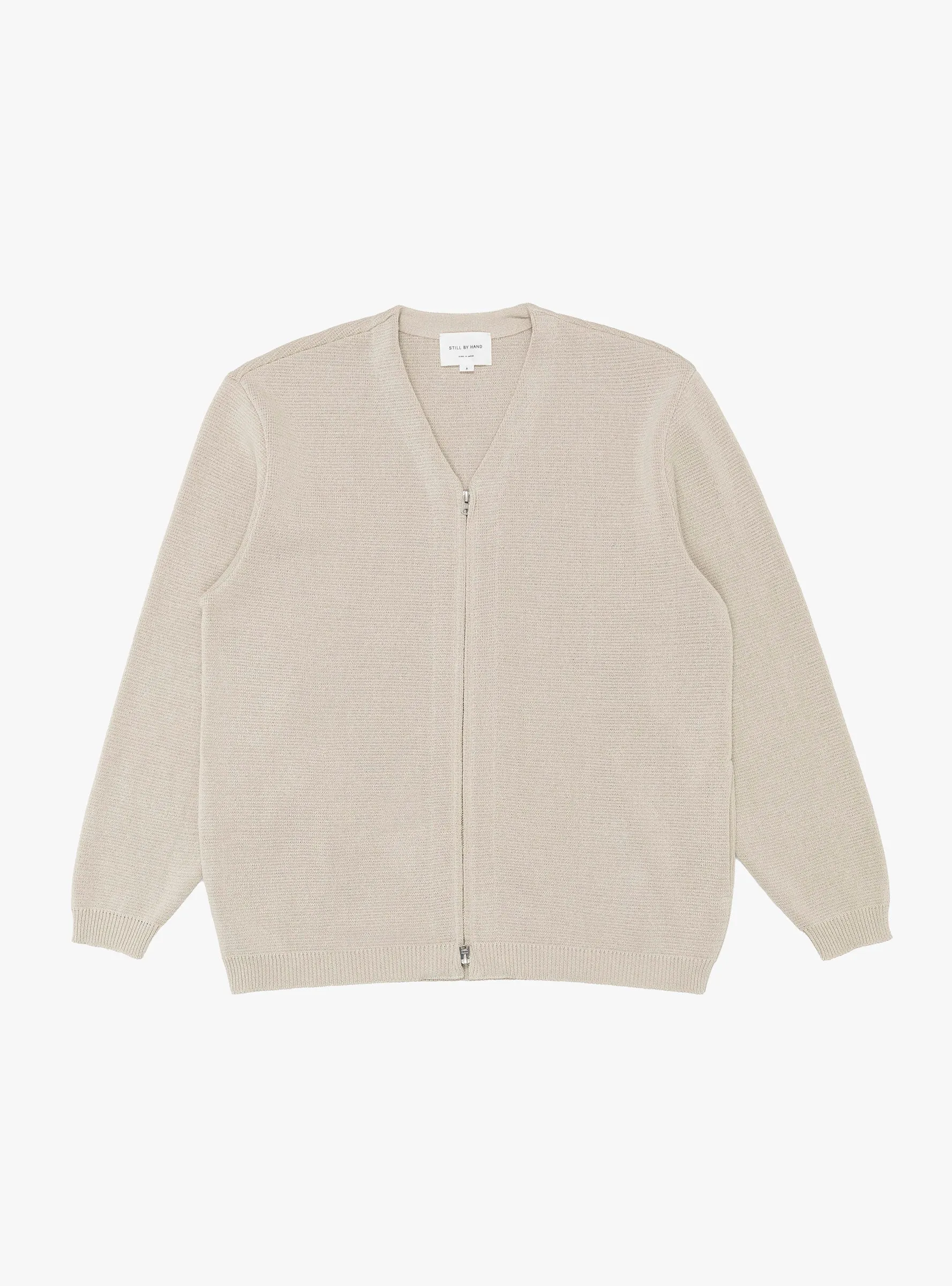 Paper Mixed Zip Up Cardigan Oatmeal