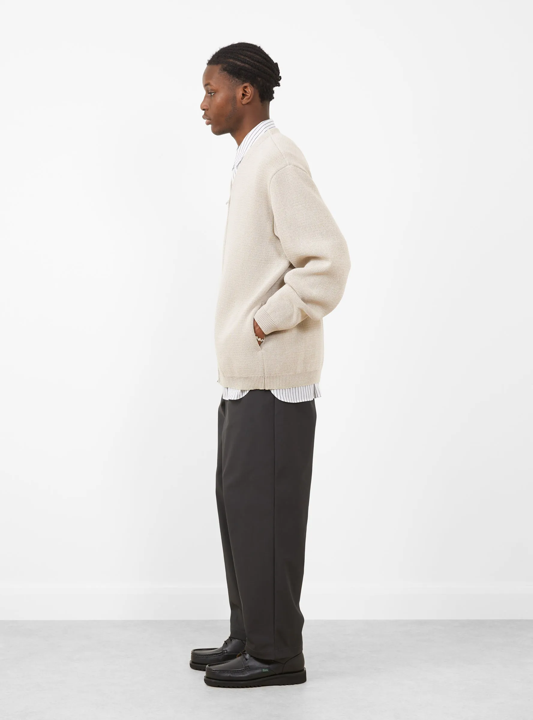 Paper Mixed Zip Up Cardigan Oatmeal