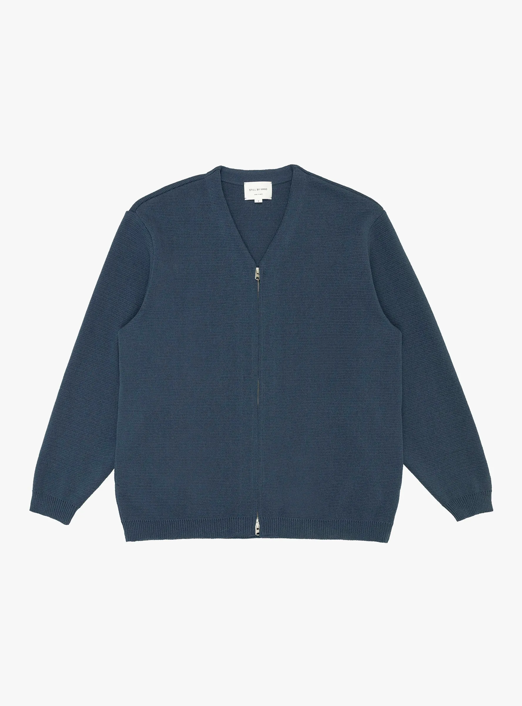 Paper Mixed Zip Up Cardigan Slate Blue