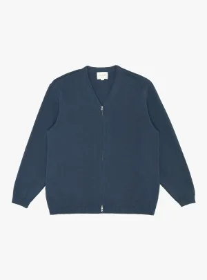 Paper Mixed Zip Up Cardigan Slate Blue