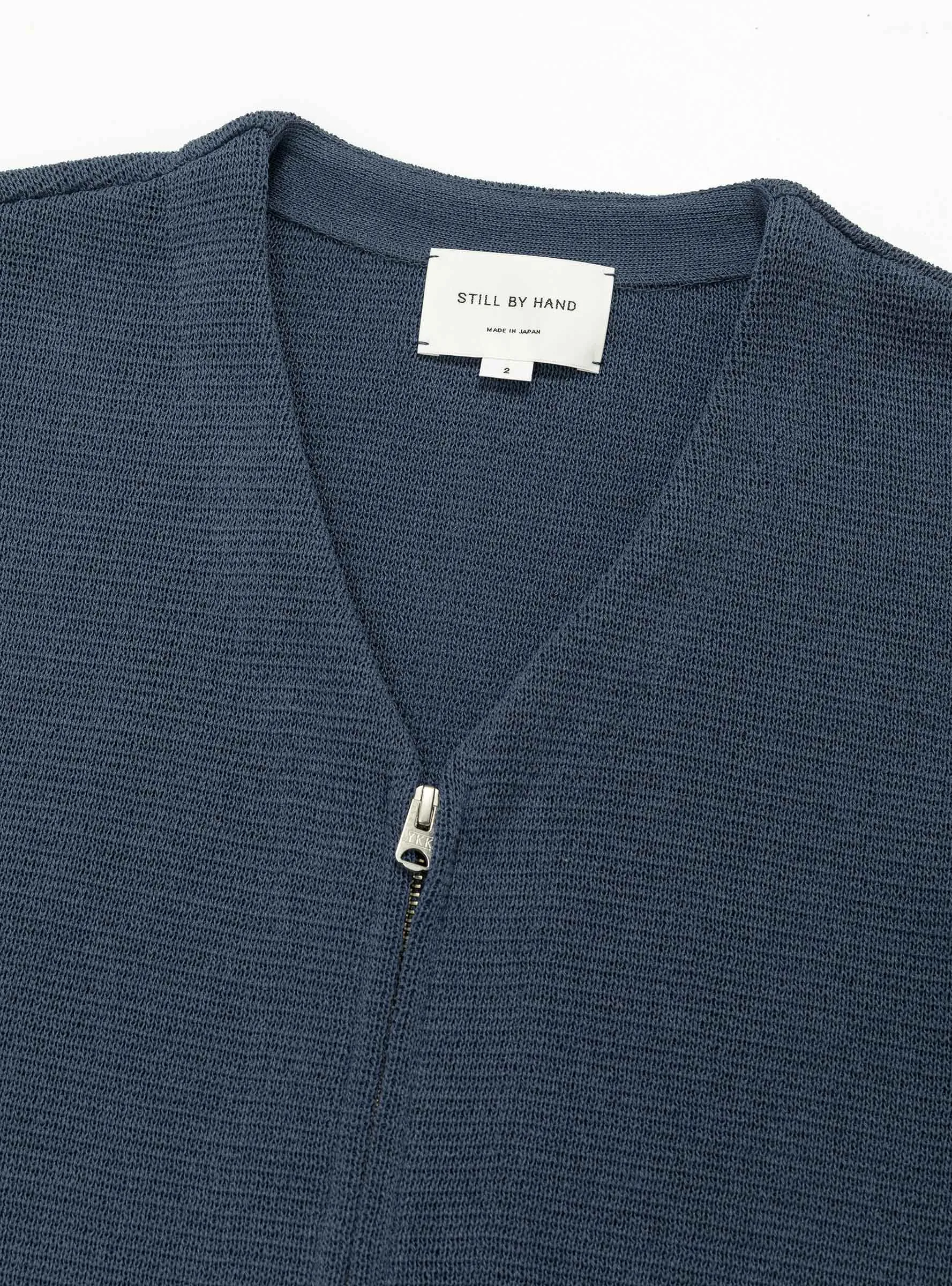 Paper Mixed Zip Up Cardigan Slate Blue