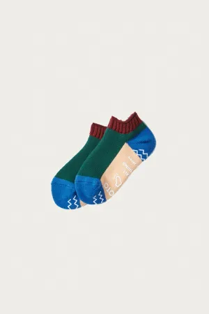 Pile Sock Slipper - Maroon/Dark Green