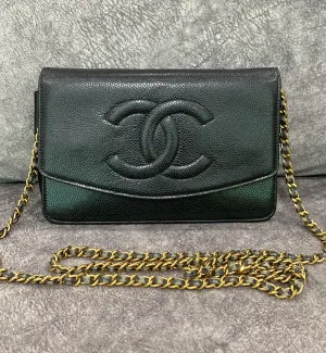 [Pre-used] Chanel WOC Black Caviar Timeless Bag Chain