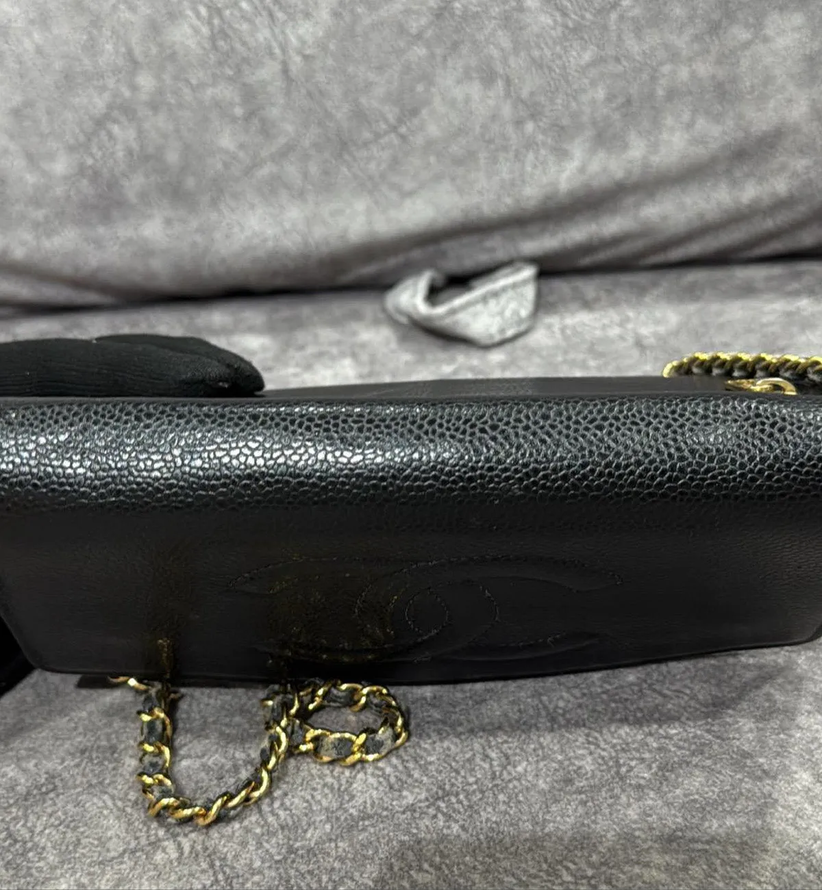 [Pre-used] Chanel WOC Black Caviar Timeless Bag Chain