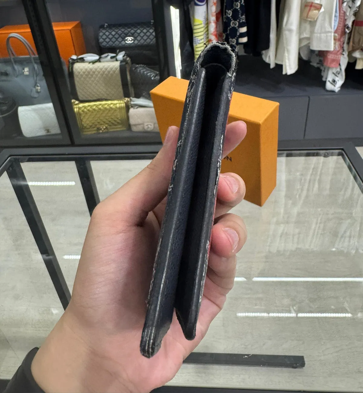 [Pre-used] LV Upside Down Wallet Reverse Navy Monogram
