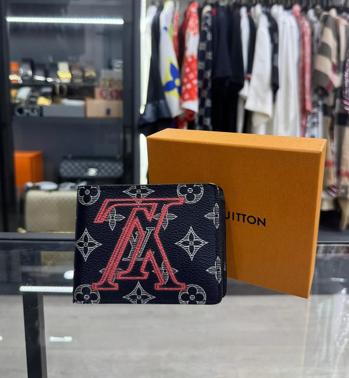 [Pre-used] LV Upside Down Wallet Reverse Navy Monogram
