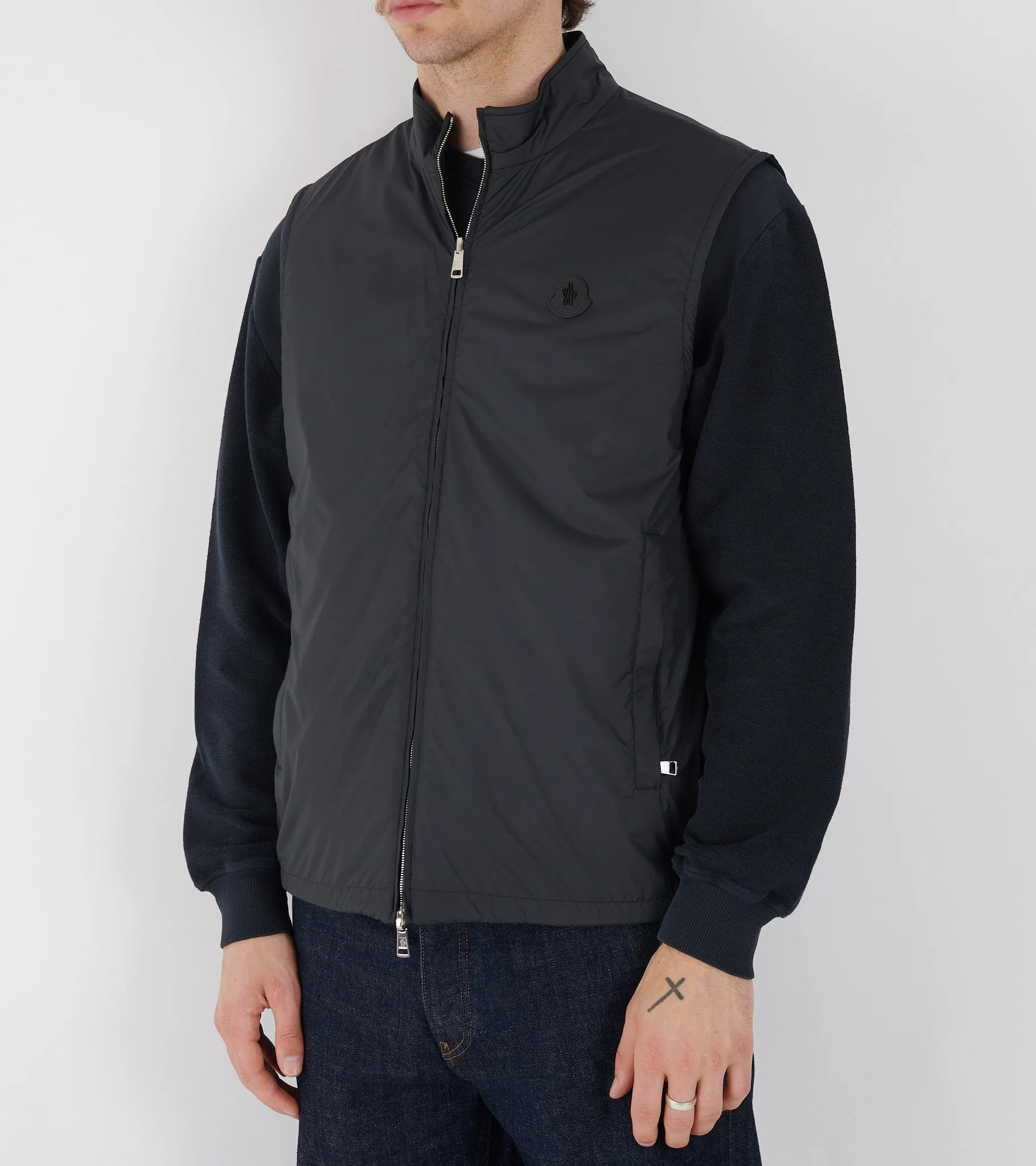 Reversible Padded Cotton Vest Black