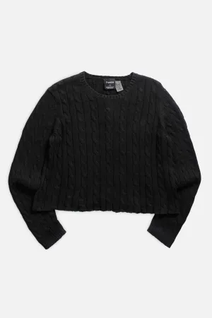 Rework Crop Knit Sweater - L