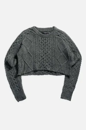 Rework Crop Knit Sweater - L
