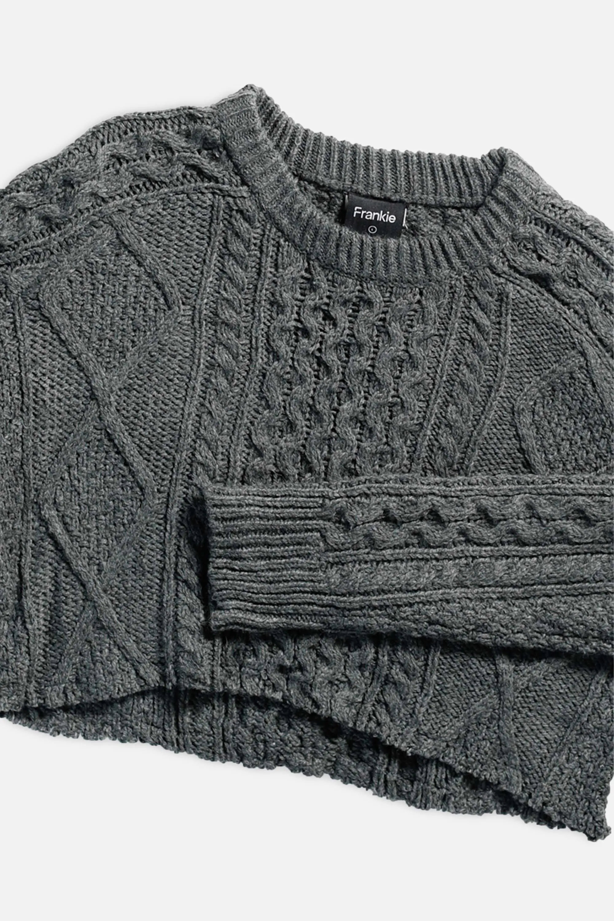 Rework Crop Knit Sweater - L