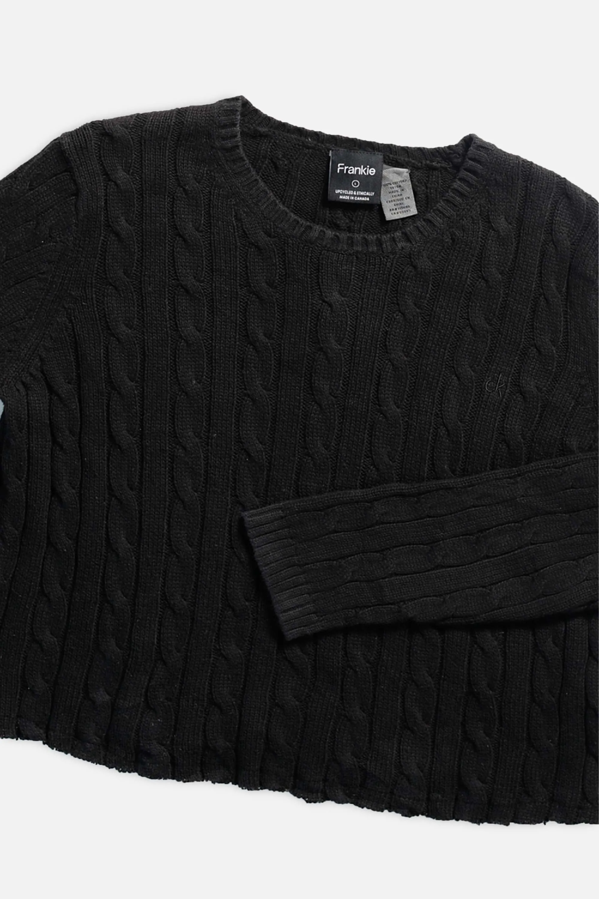 Rework Crop Knit Sweater - L