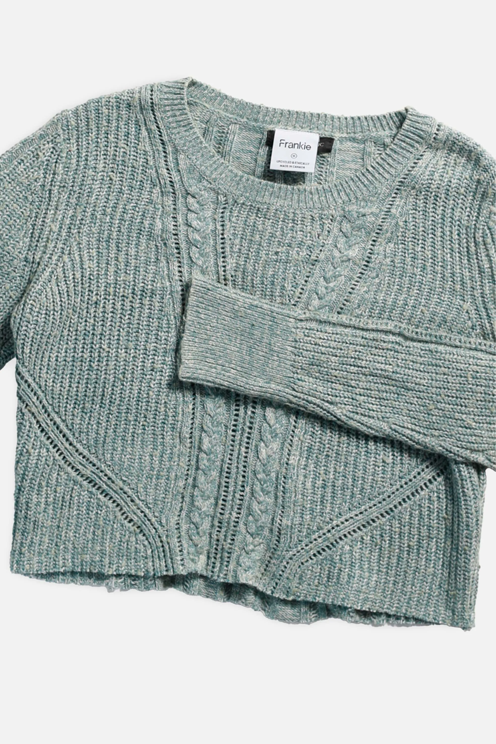 Rework Crop Knit Sweater - M