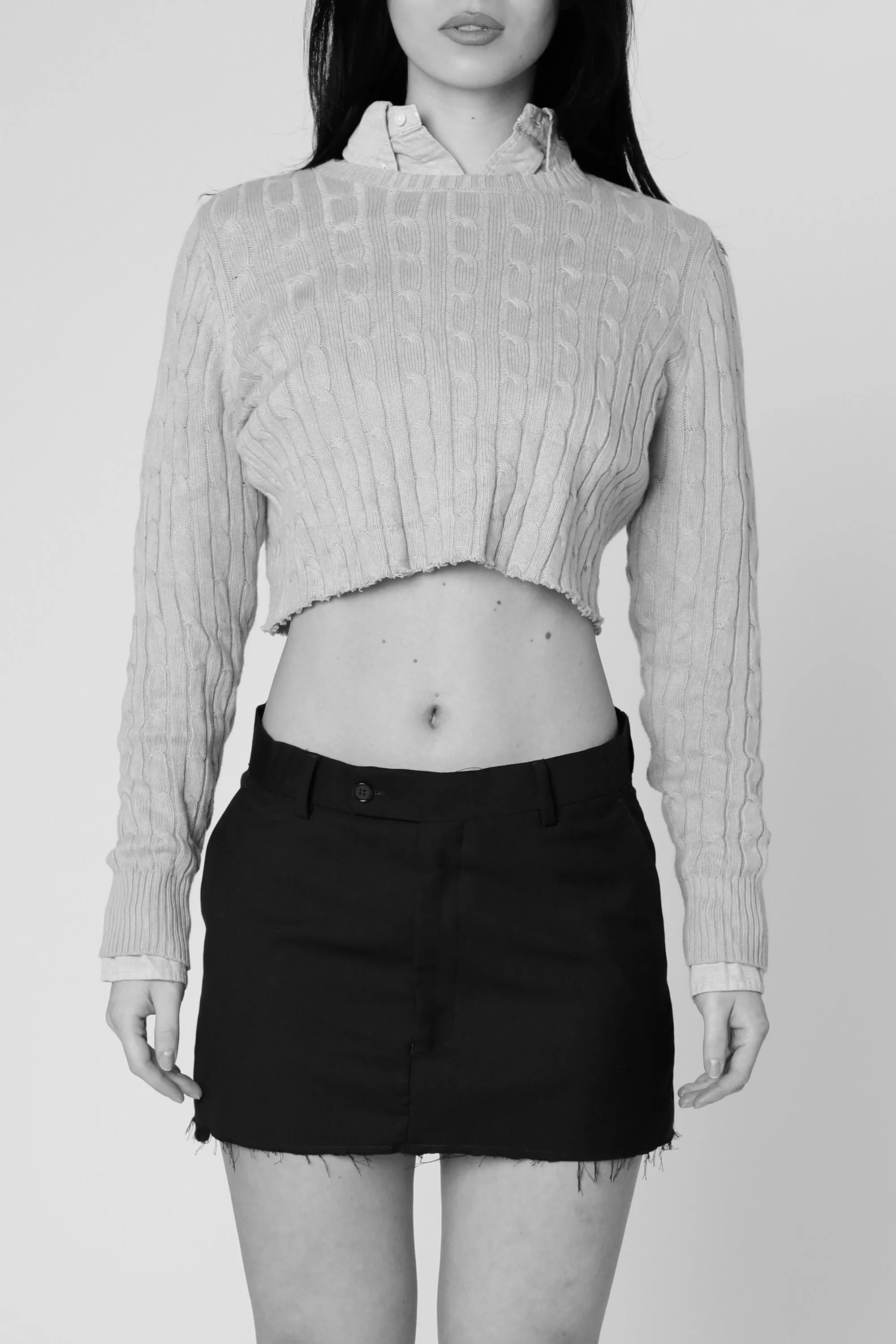 Rework Crop Knit Sweater - M