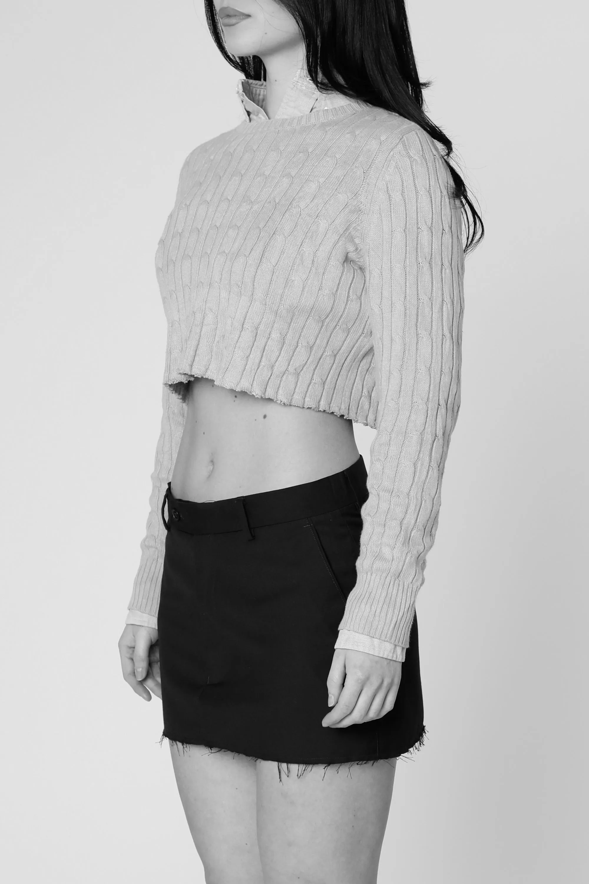 Rework Crop Knit Sweater - M