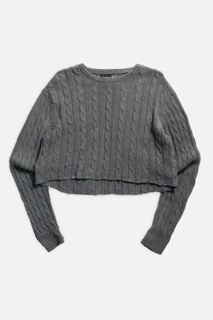 Rework Crop Knit Sweater - XL