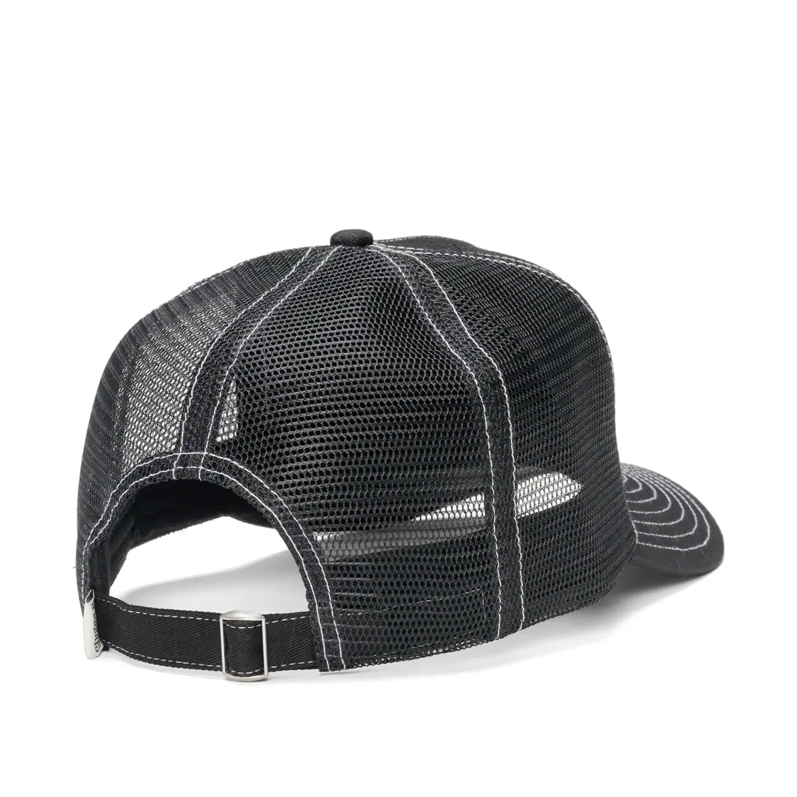 S-Double Mid-Block Curved Peak Trucker Cap Black