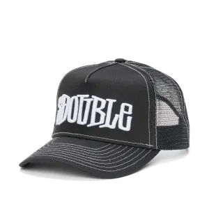 S-Double Mid-Block Curved Peak Trucker Cap Black
