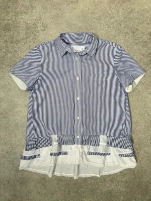 Sacai Striped Lace Hem Layered Short Sleeve Shirt