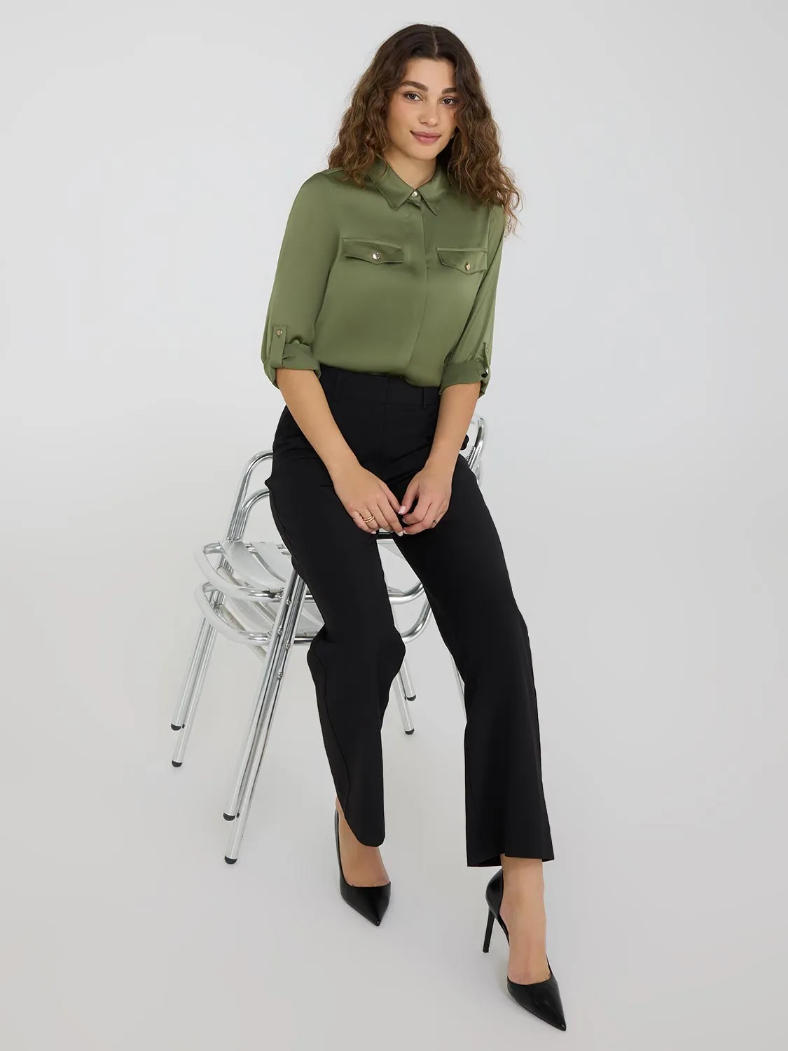 Satin Utility Blouse