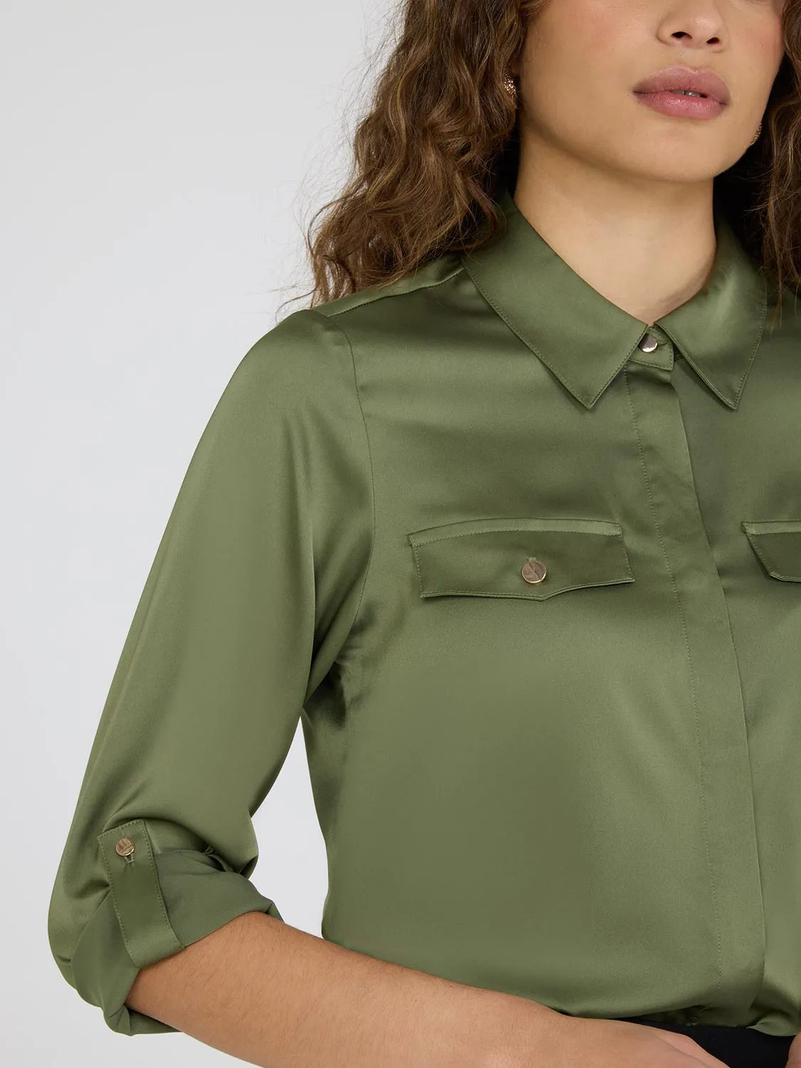 Satin Utility Blouse