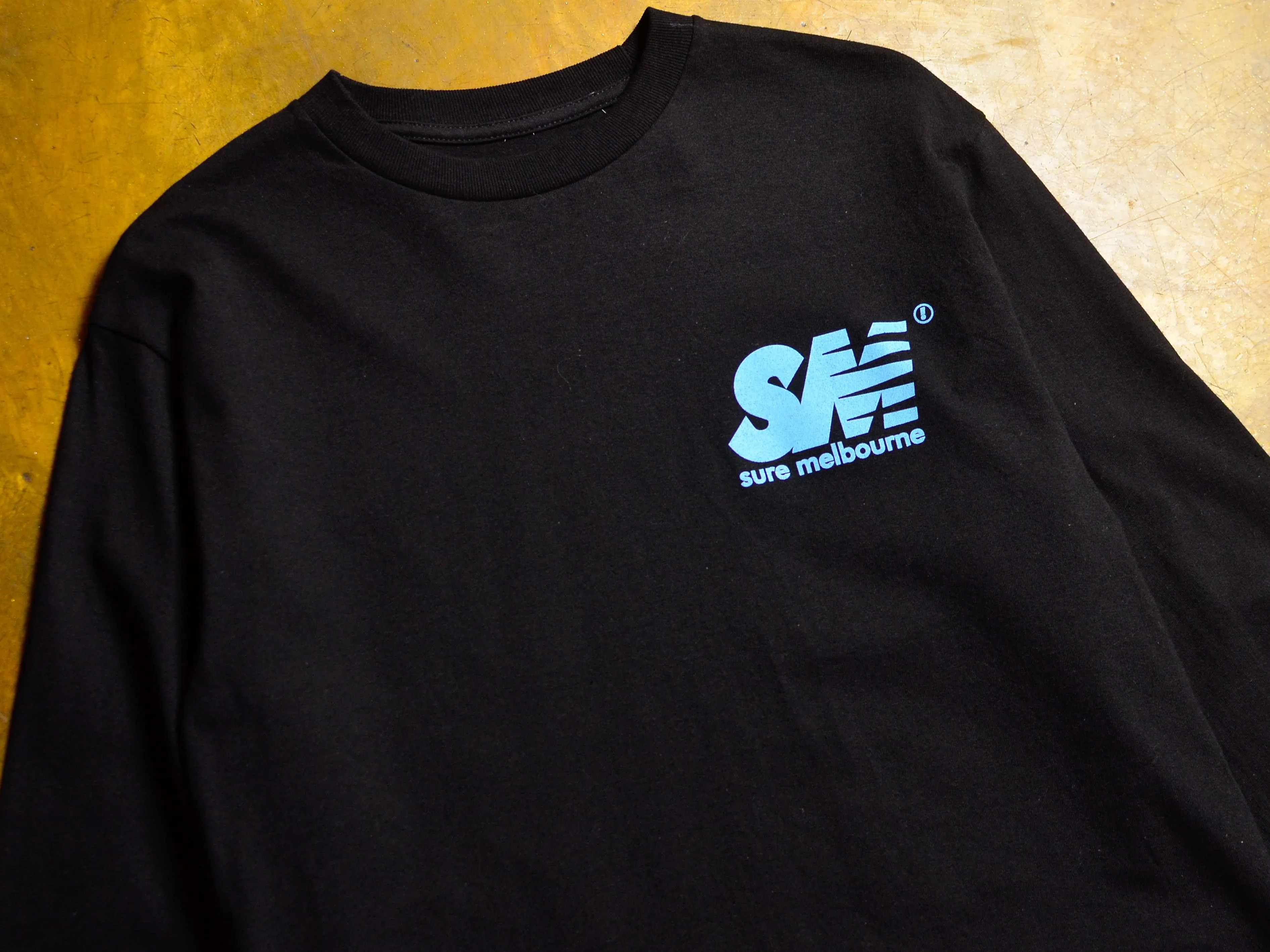 SM Long Sleeve T-Shirt - Black / Sky Blue