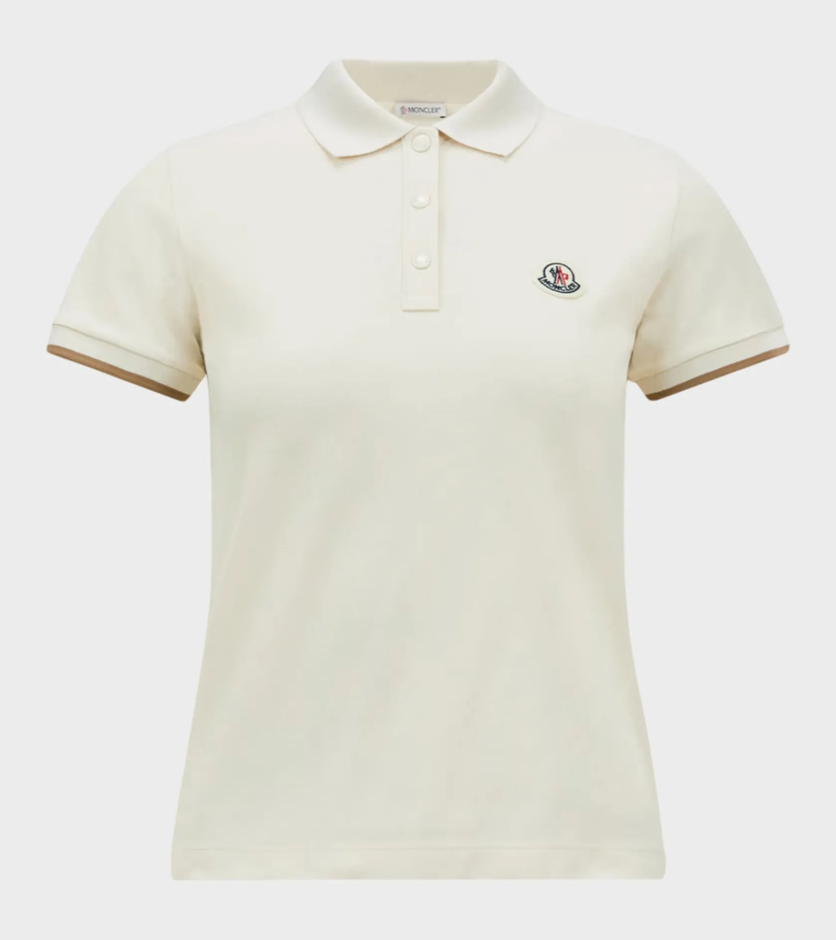 S/S Logo Cotton Polo Shirt White/Light Brown