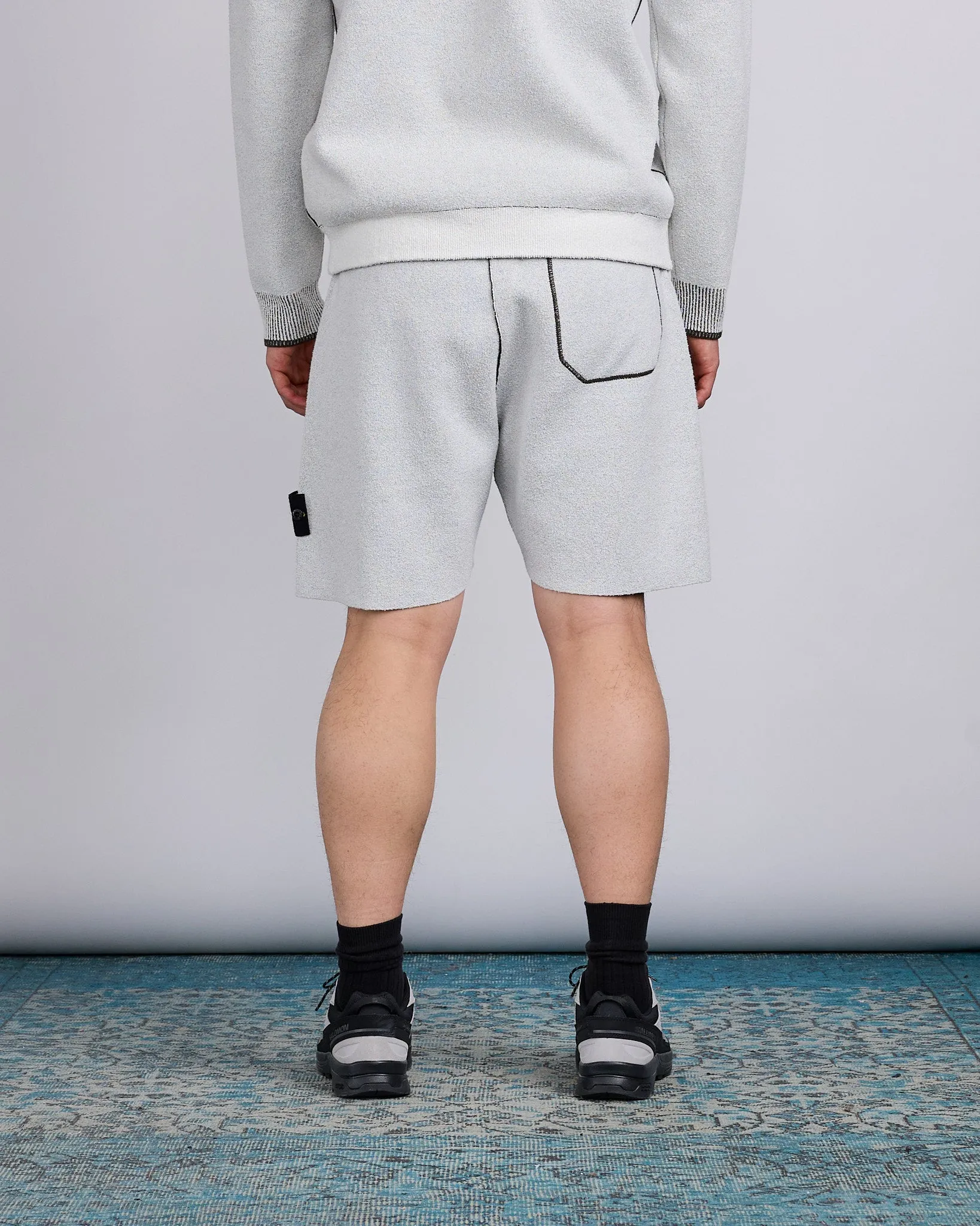 Stone Island Double Face Bi-Colour Knit Short Ivory