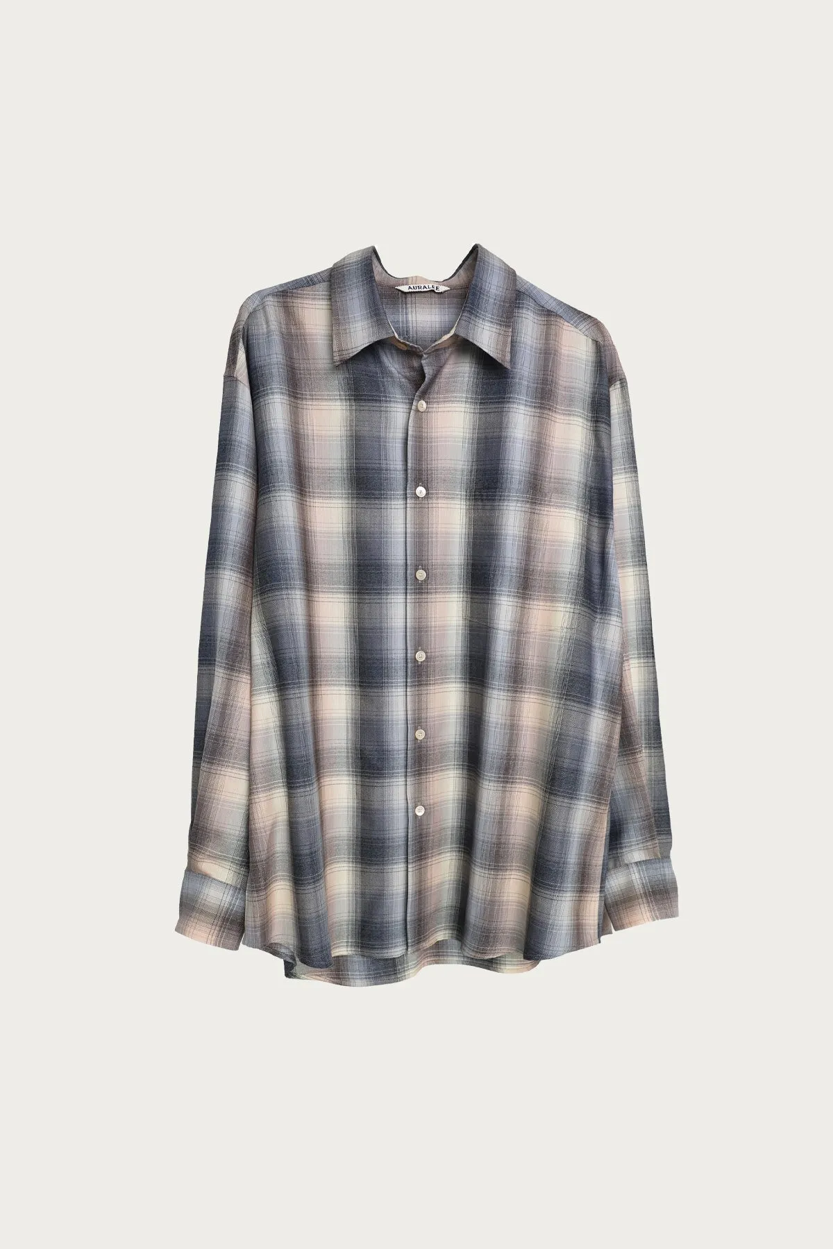 Super Light Wool Check Shirt - Beige Blue Check