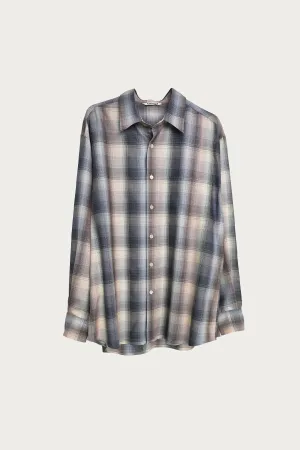 Super Light Wool Check Shirt - Beige Blue Check
