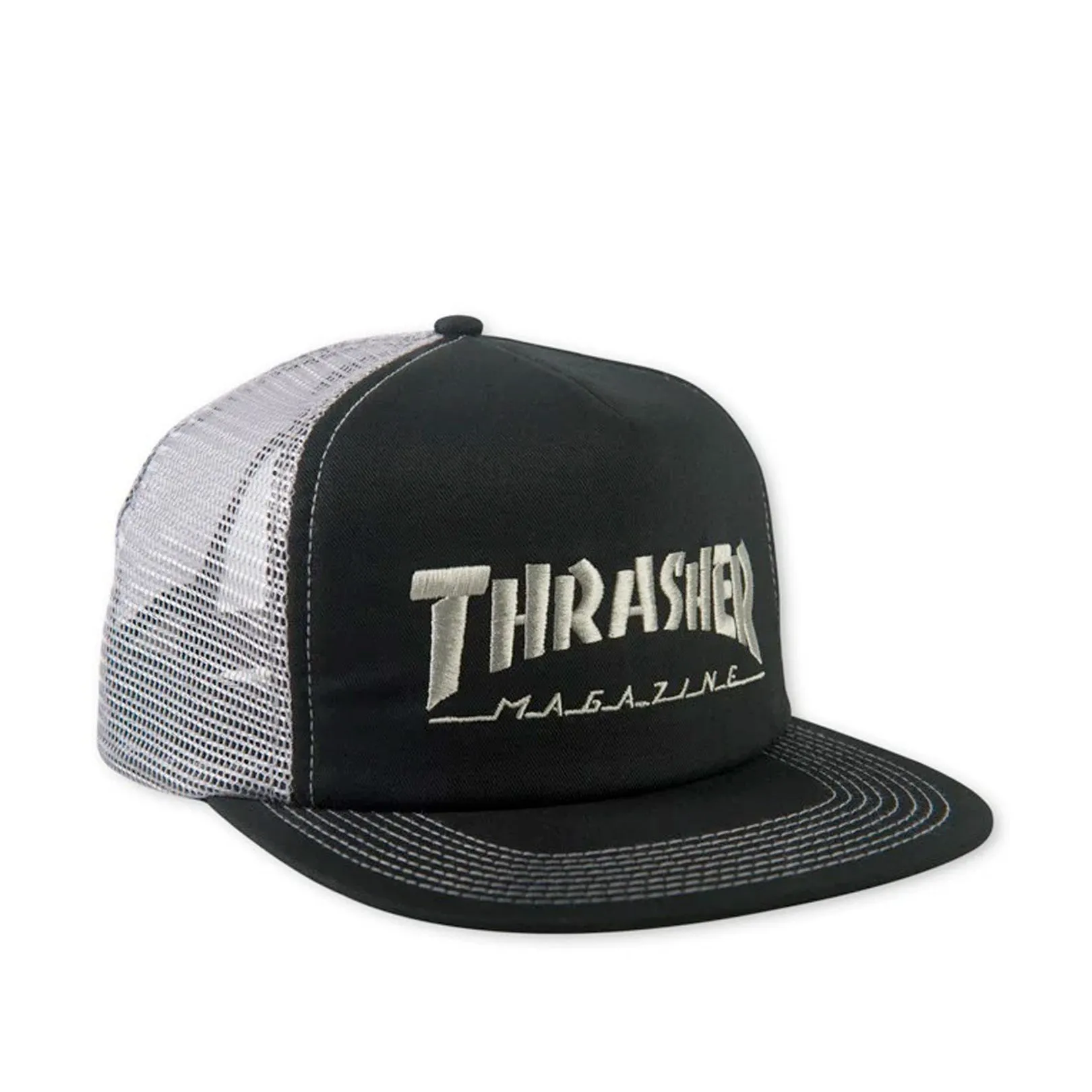 Thrasher Logo Embroidered Mesh Cap Black/Grey