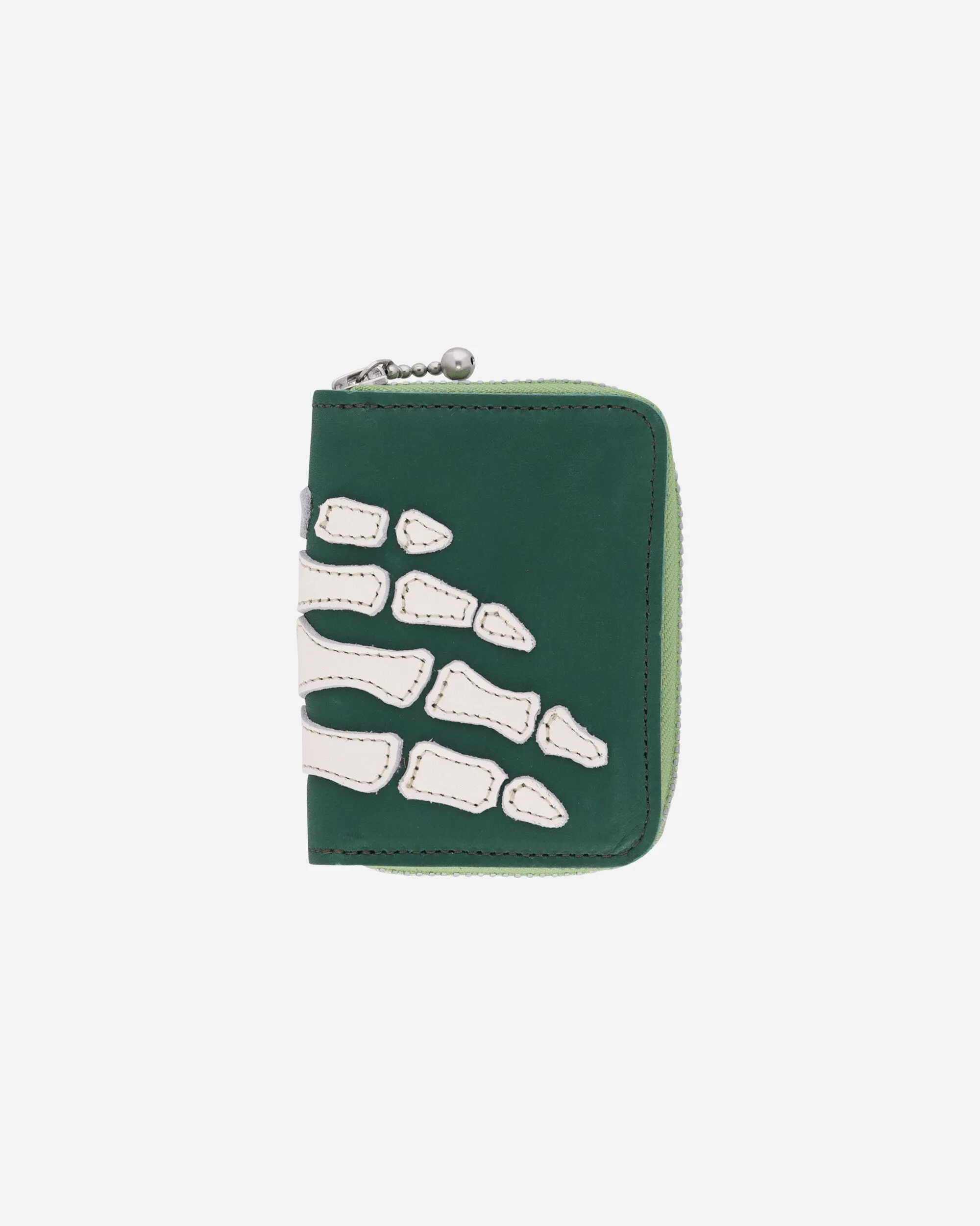 Thumb-Up Bone Hand Zip Mini Wallet Green
