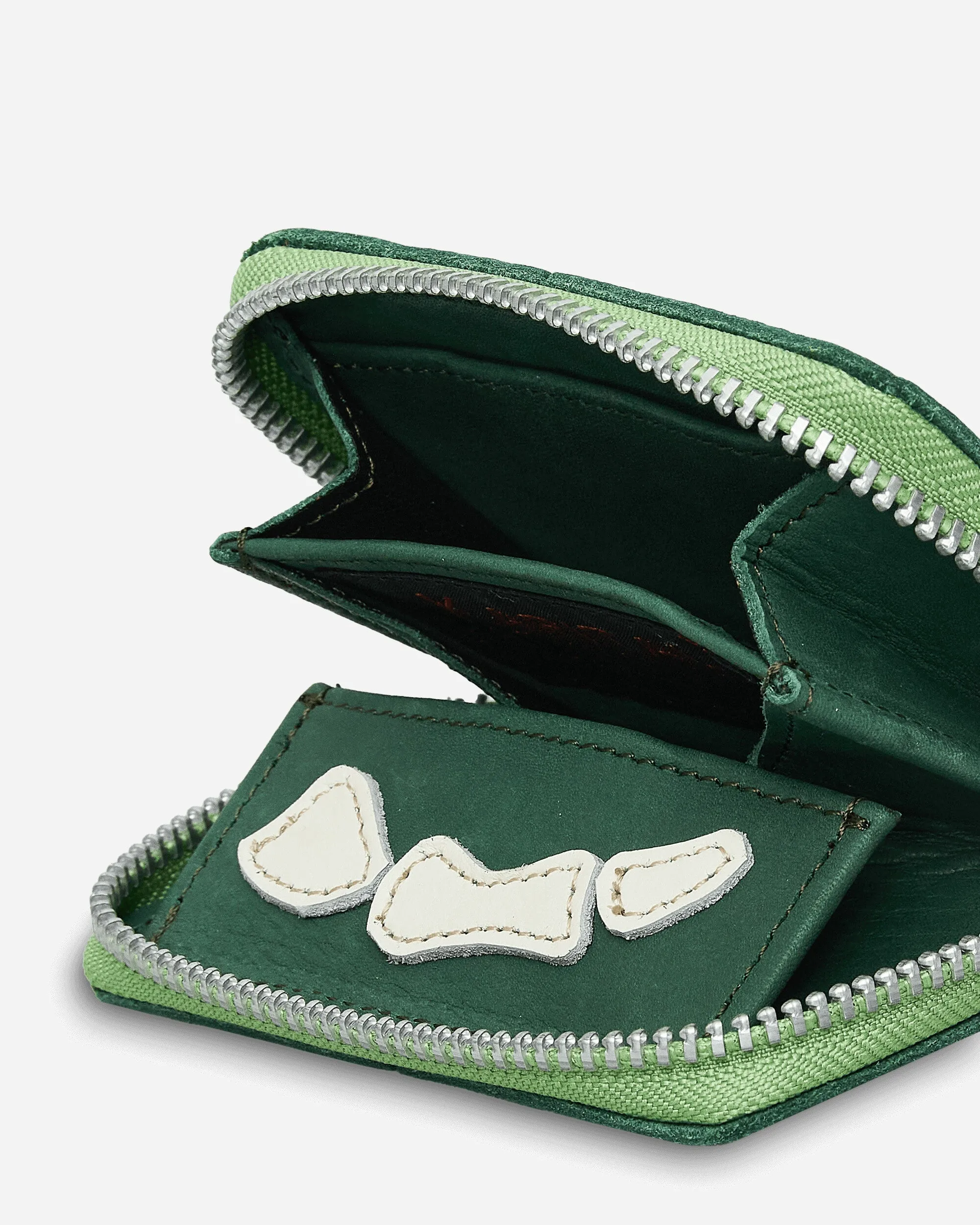 Thumb-Up Bone Hand Zip Mini Wallet Green