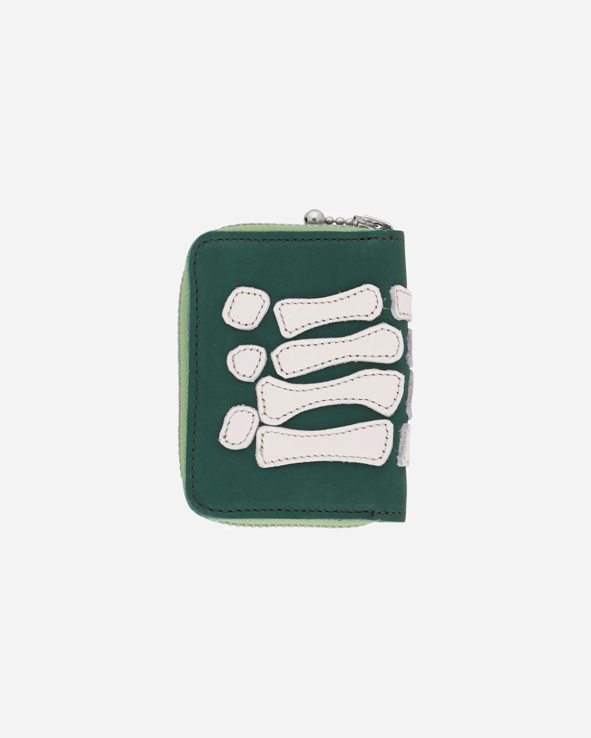 Thumb-Up Bone Hand Zip Mini Wallet Green