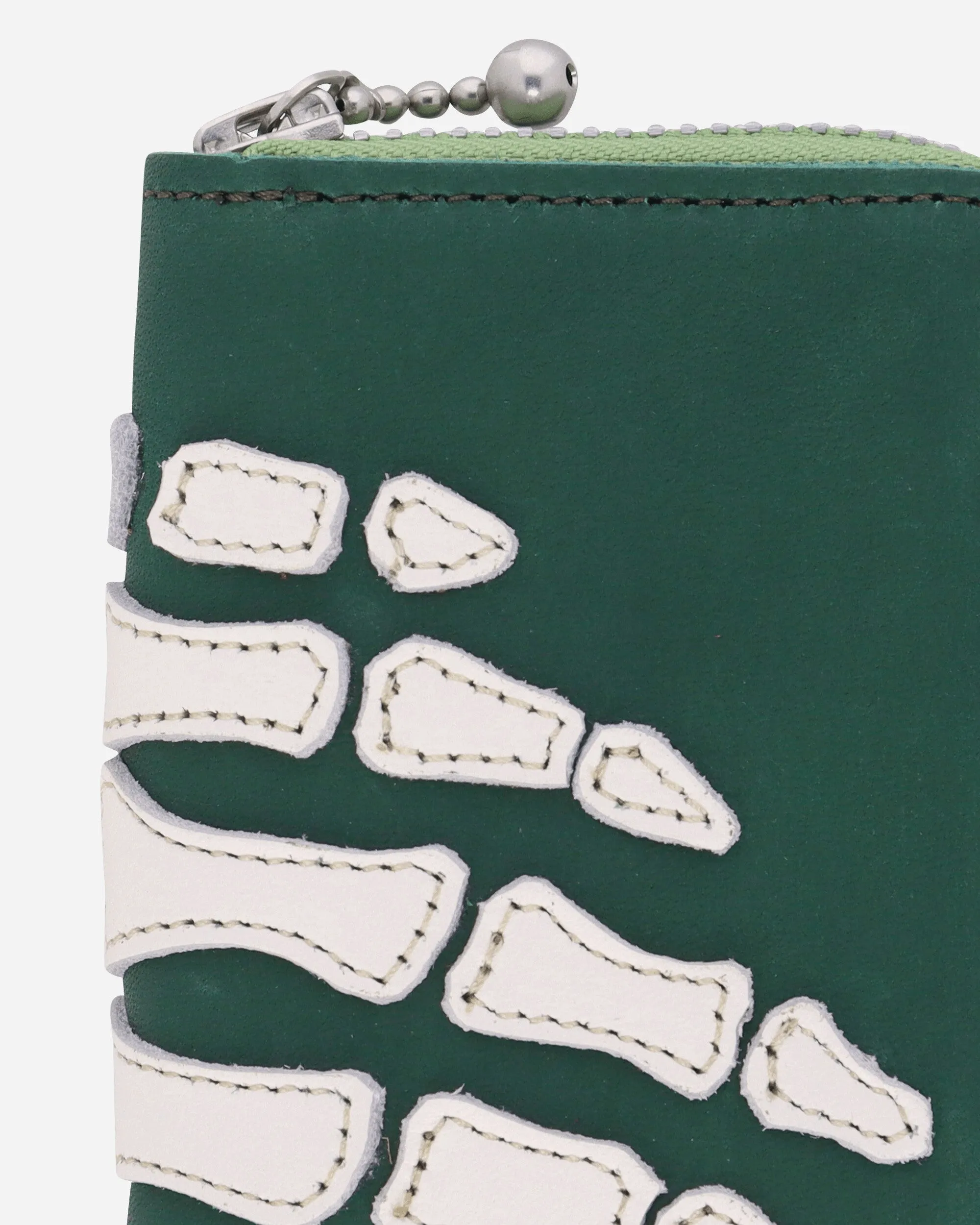 Thumb-Up Bone Hand Zip Mini Wallet Green
