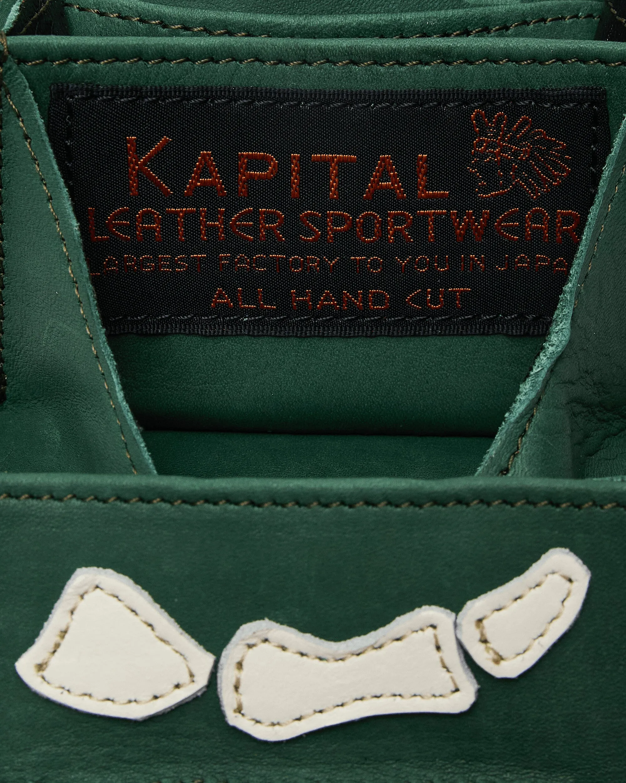 Thumb-Up Bone Hand Zip Mini Wallet Green