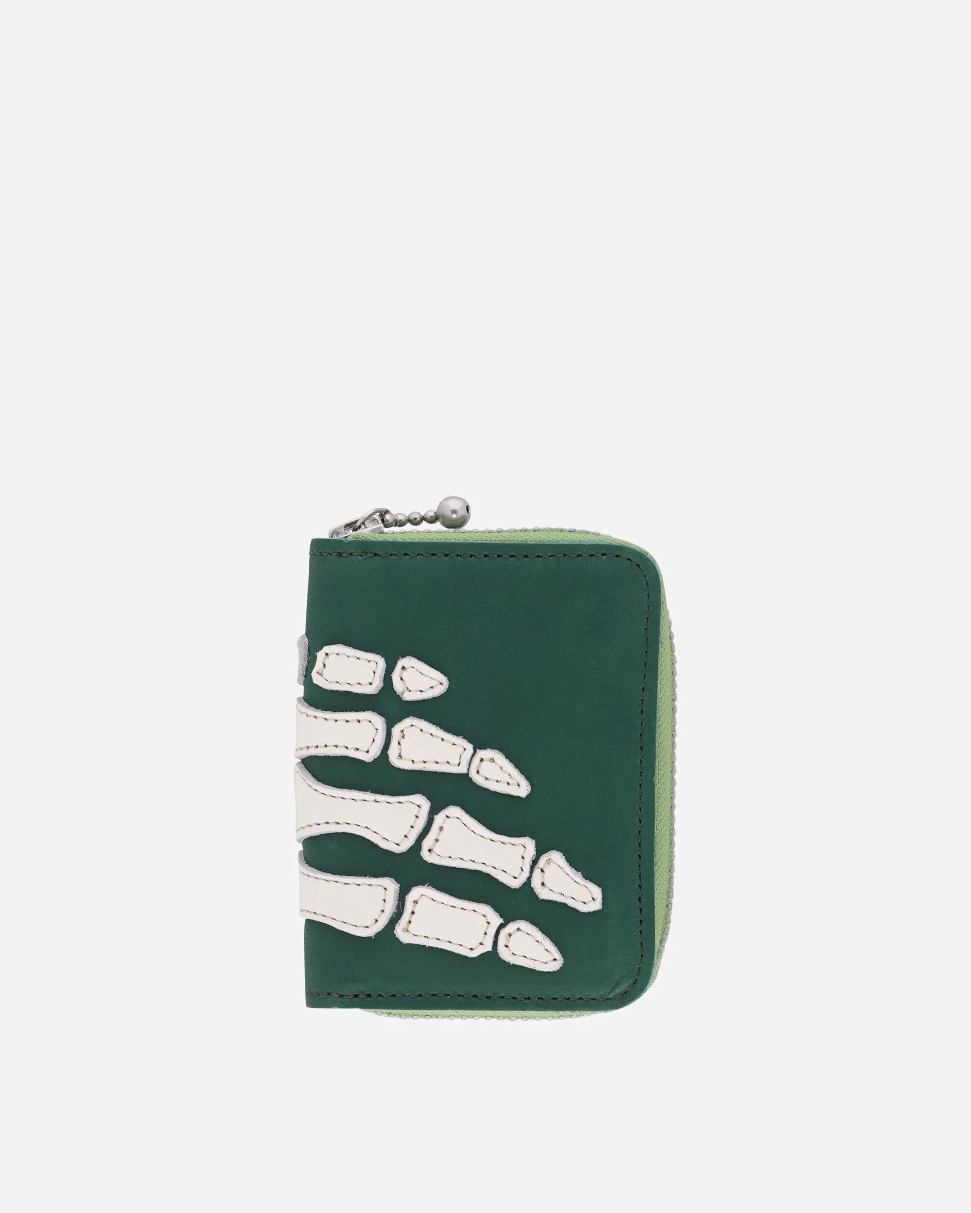 Thumb-Up Bone Hand Zip Mini Wallet Green