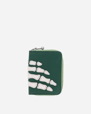 Thumb-Up Bone Hand Zip Mini Wallet Green