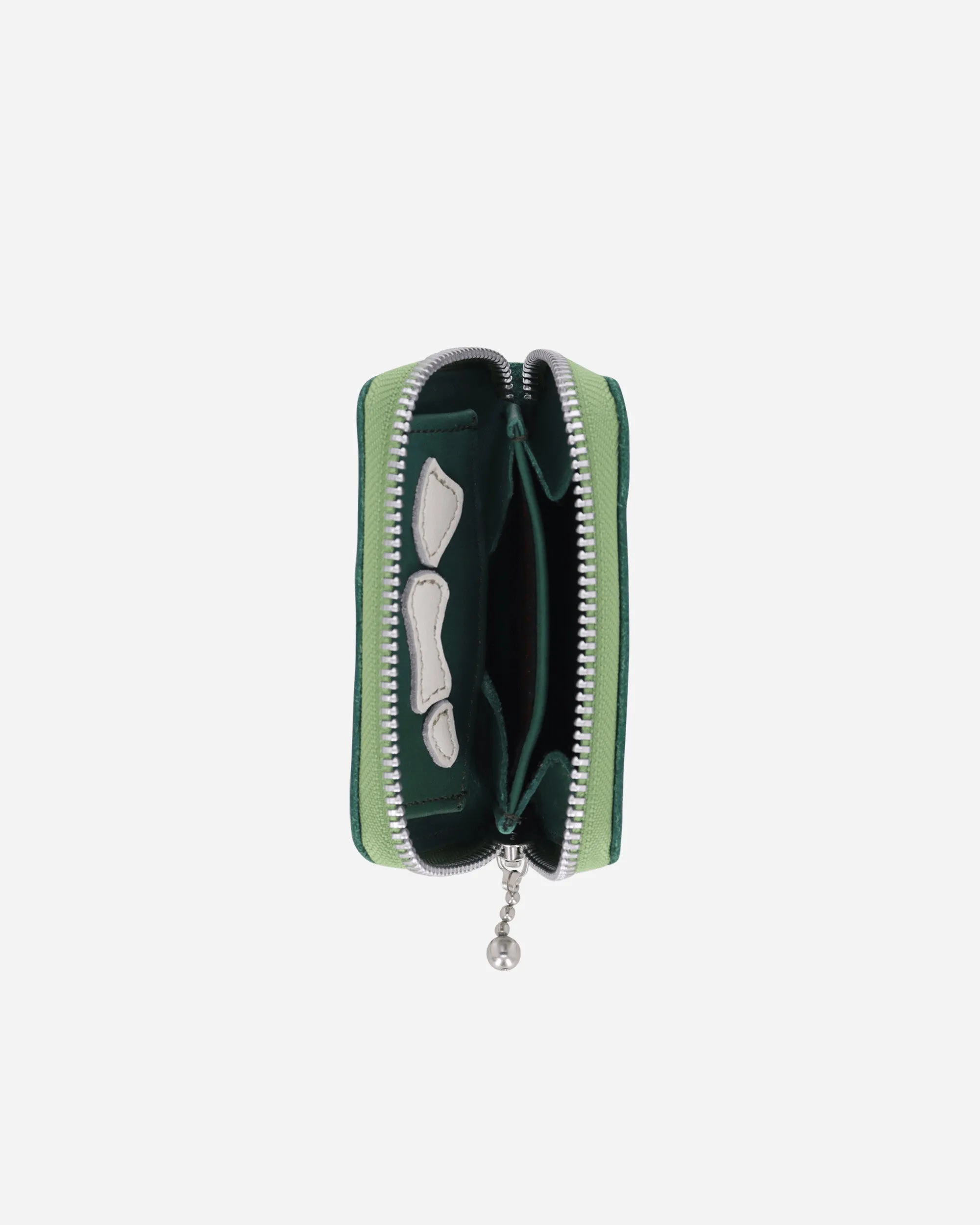 Thumb-Up Bone Hand Zip Mini Wallet Green